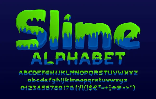 Slime Alphabet Font Hand Drawn Letters Numbers Punctuation Uppercase Lowercase — Stock Vector