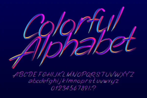 Fonte Alphabet Coloré Lettres Dessinées Main Chiffres Ponctuation Majuscules Minuscules — Image vectorielle