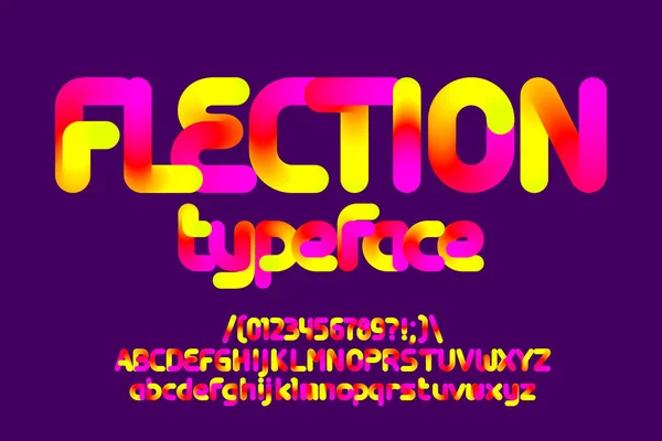 Flectie Alfabet Lettertype Kleurrijke Mix Letters Cijfers Symbolen Voorraad Vector — Stockvector