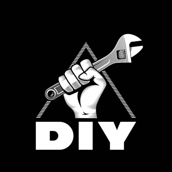 Hand Mit Schraube Diy Logo Vorlage Illustration Eines Aktienvektors — Stockvektor