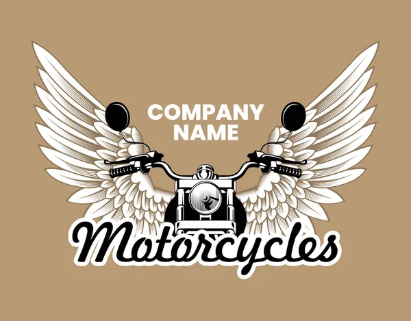 Motocicleta Com Asas Modelo Emblema Clube Bicicleta Ilustração Vetor — Vetor de Stock