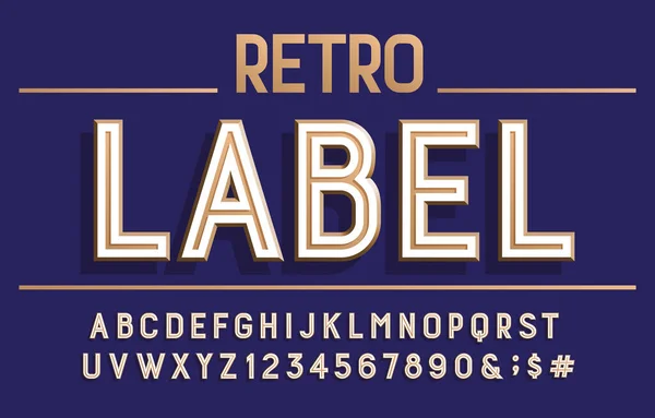 Retro Label Alphabet Font Letters Numbers Symbols Stock Vector Typescript — Stockvector