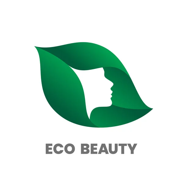Eko Piękność Salon Fryzjerski Lub Wzór Logo Salonu Piękności Kobieca — Wektor stockowy