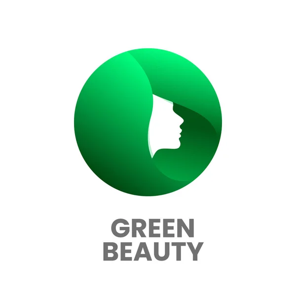 Шаблон Дизайну Логотипу Салону Краси Або Перукарні Жіночий Силует Зеленим — стоковий вектор