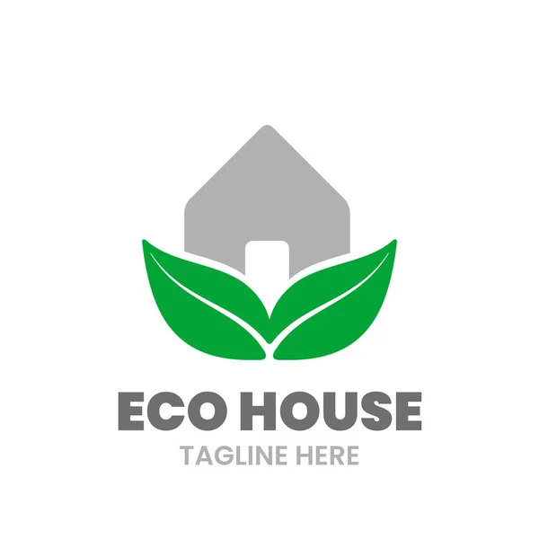 Дизайн Логотипу Eco House Абстрактуйте Дім Листям Stock Vector Illustration — стоковий вектор