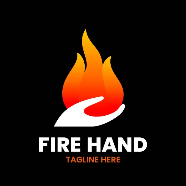 Tűz Kéz Logó Design Sablon Egy Kéz Tűzzel Készletvektor Illusztráció — Stock Vector