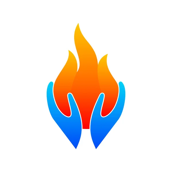 Flame Hands Logo Design Template Abstract Hands Fire Stock Vector — Stock Vector