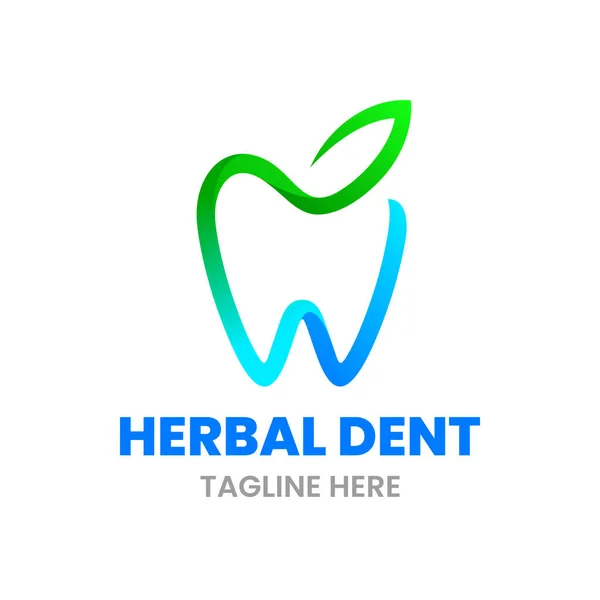 Herbal Dent Logó Design Sablon Absztrakt Fog Levéllel Készletvektor Illusztráció — Stock Vector