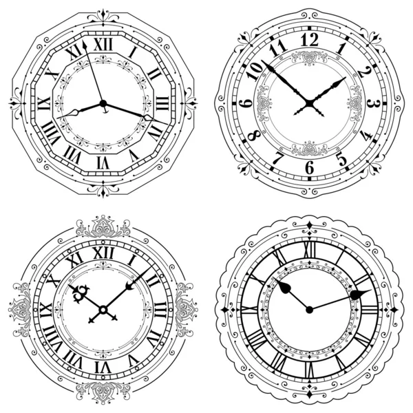 Ensemble de différentes faces d'horloge décorées — Image vectorielle