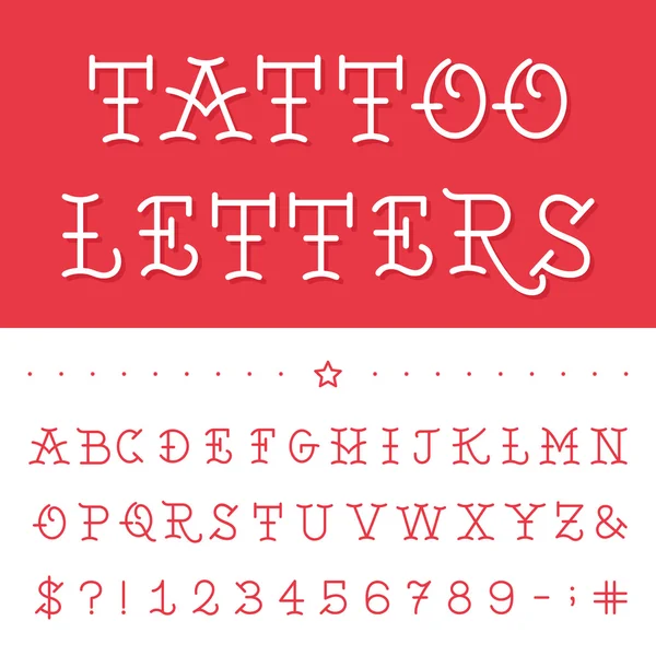 Ábécé - tetoválás vektoros betűtípusok. — Stock Vector