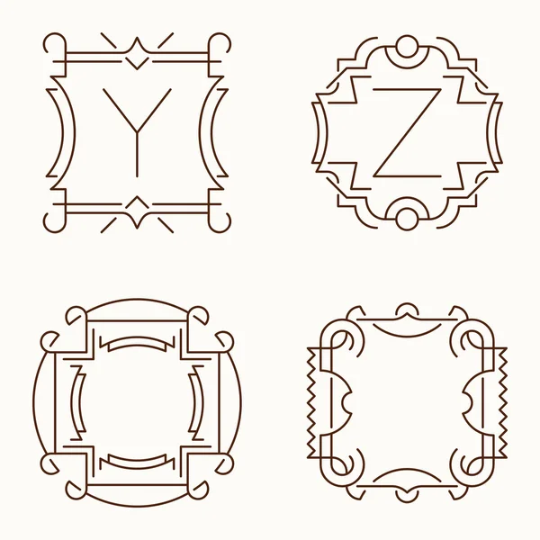 Monogramas de línea vectorial. Y, Z . — Archivo Imágenes Vectoriales