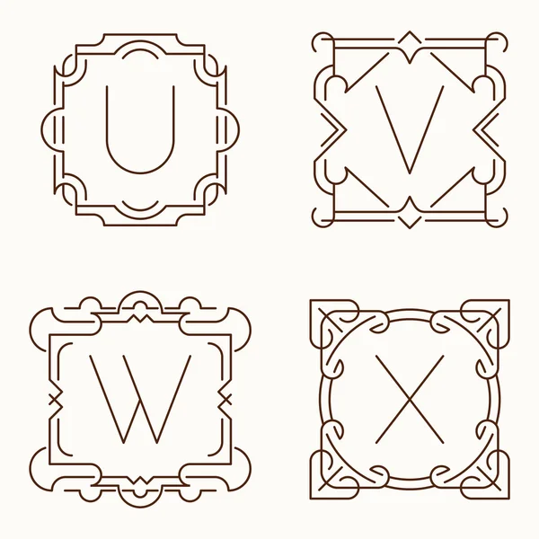 Monogrammes vectoriels mono-lignes. U, V, W, X . — Image vectorielle