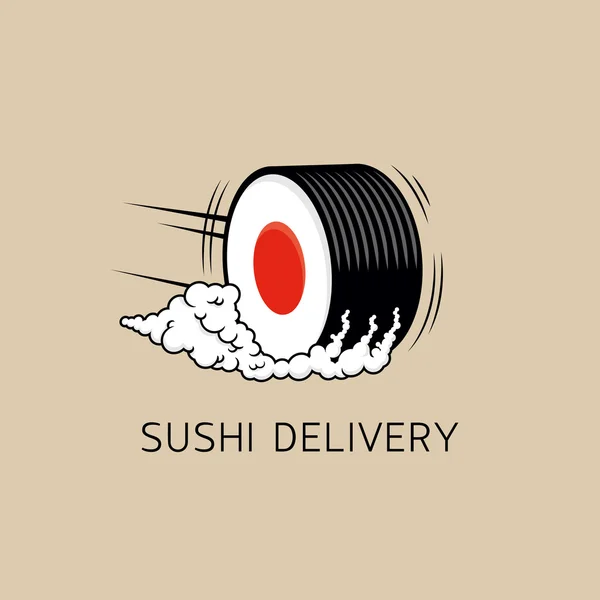 Sushi Lieferung Logo Vorlage (Konzept). Vektorillustration. — Stockvektor