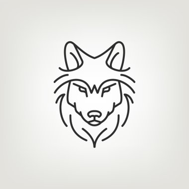 Kurt zeka mono çizgisi logo simge tasarım.