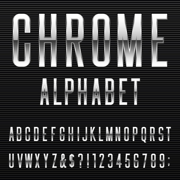 Векторный шрифт Chrome Alphabet
