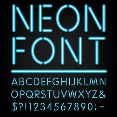 Neon ışık alfabe vektör yazı tipi