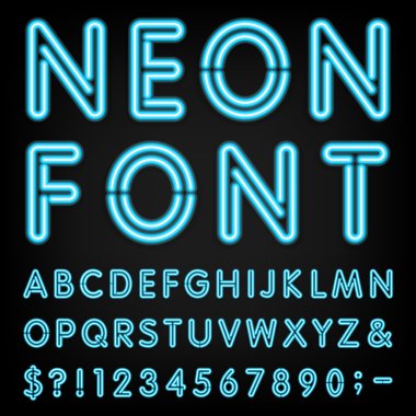Neon ışık alfabe vektör yazı tipi