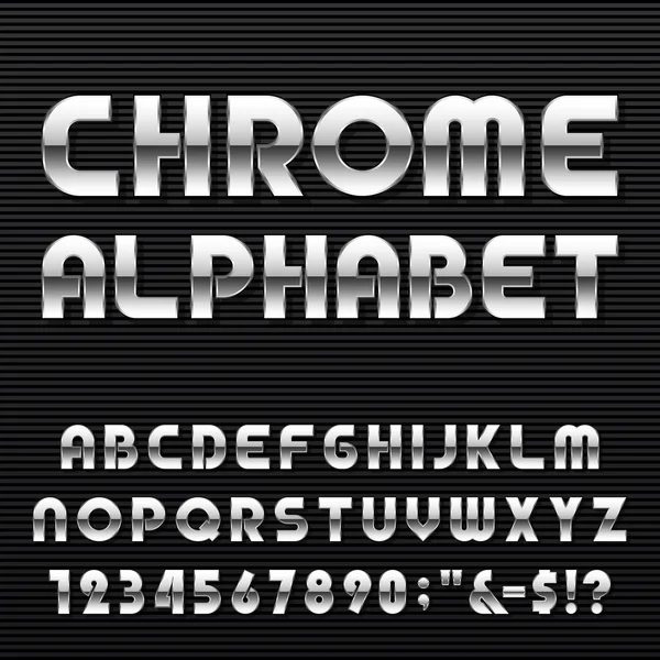 Chrom-Alphabet-Vektorschrift. Vektorgrafiken