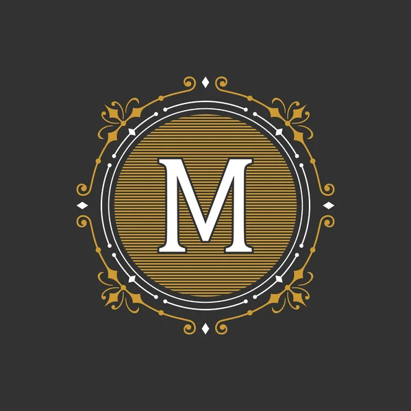 Modèle élégant d'emblème monogramme gracieux. Illustration vectorielle . — Image vectorielle