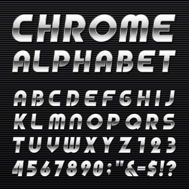Chrome Alphabet Vector Font.