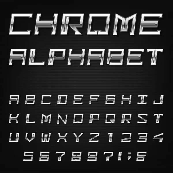 Векторный шрифт Chrome Alphabet . — стоковый вектор