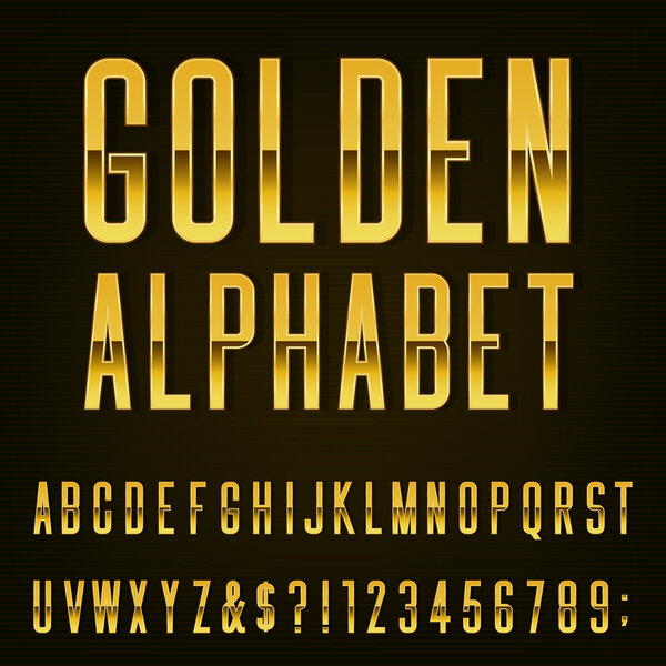 Golden Alphabet Vector Font.