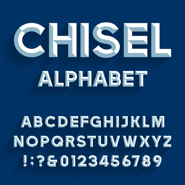 Chiseled Alphabet Vector Font. — Stock Vector