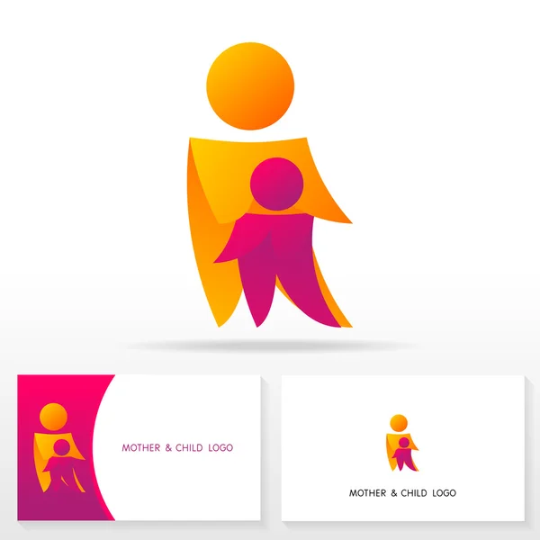 Moeder en kind logo pictogram sjabloon ontwerpelementen - illustratie. — Stockvector