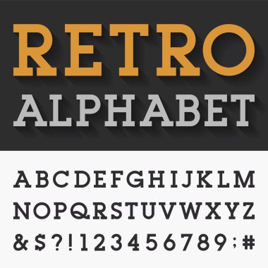 Retro levha Serif alfabe vektör yazı tipi.