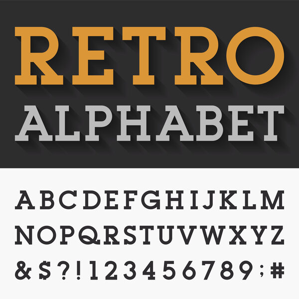 Retro Slab Serif Alphabet Vector Font.