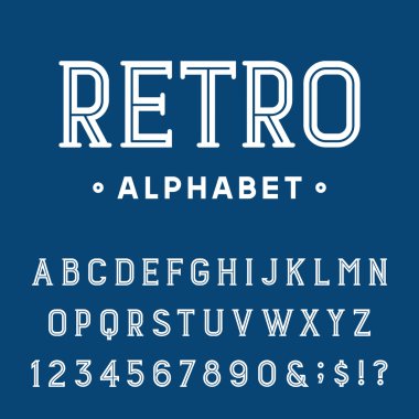 Retro alfabe vektör yazı tipi.