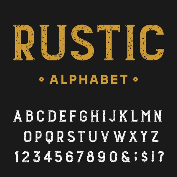 Retro Rustic Alphabet Vector Font — Stock Vector
