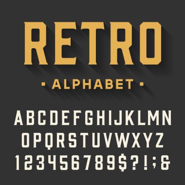 Retro alfabe vektör yazı tipi.