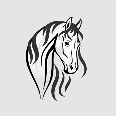 Siyah beyaz - illüstrasyon at başı