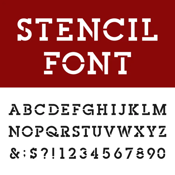 El Stencil Slab Serif Alphabet Vector Font — Vector de stock