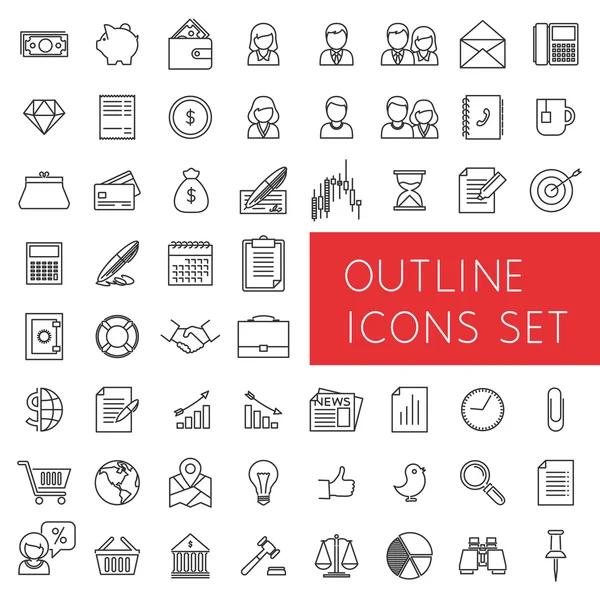 Outline icons set for web and applications. — Stock Vector