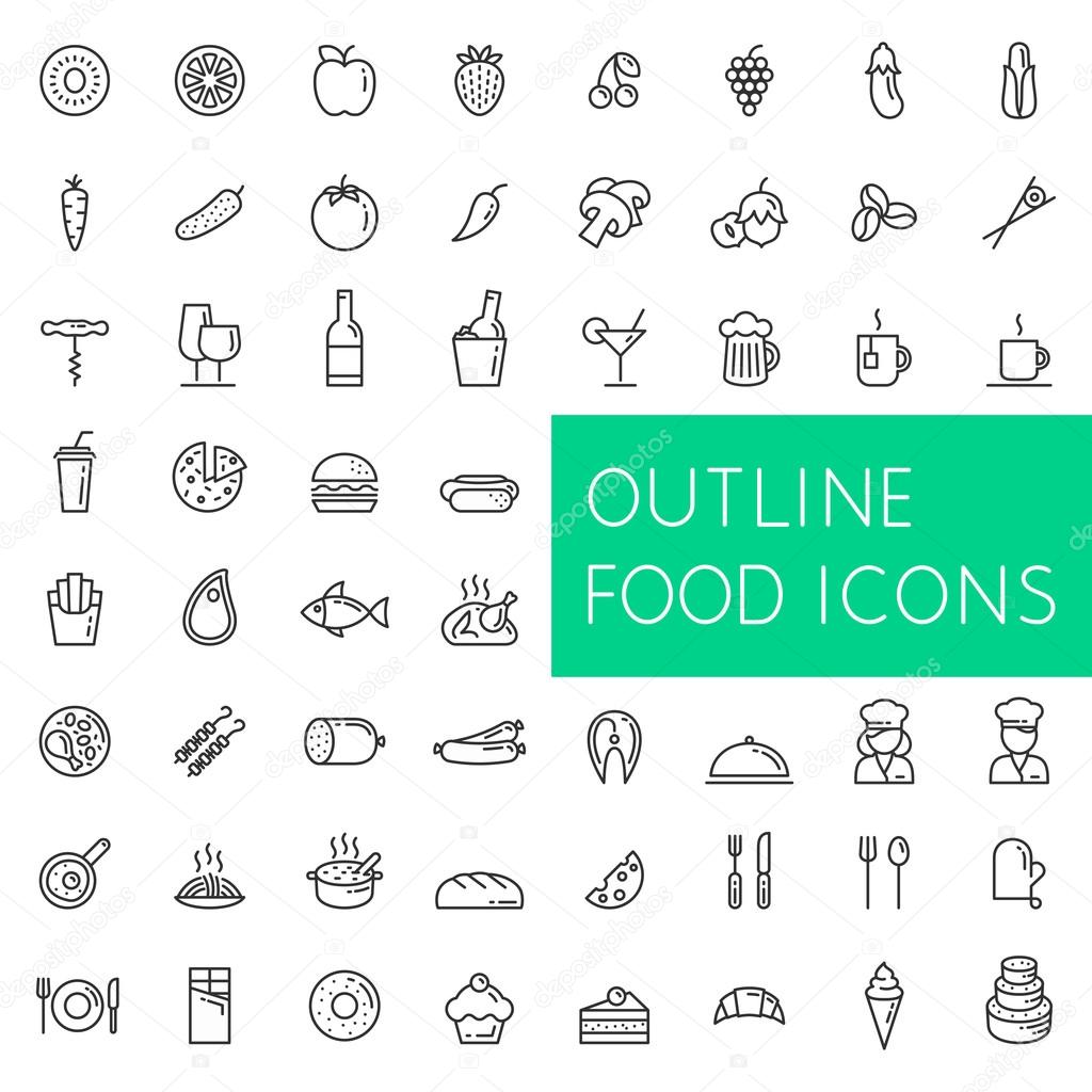 Outline food icons set for web and applications.