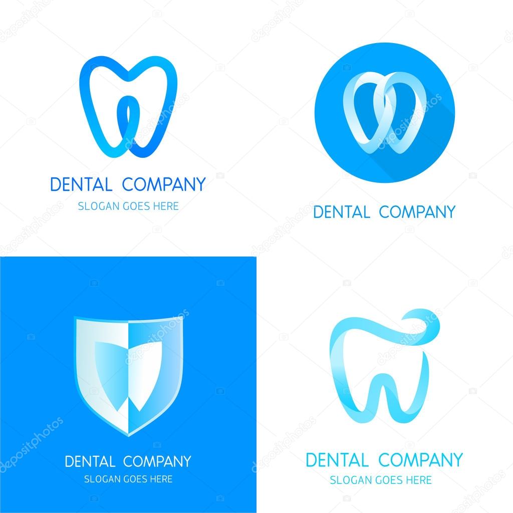 A set of dental logos icon design template elements. Abstract stomatology vector signs.