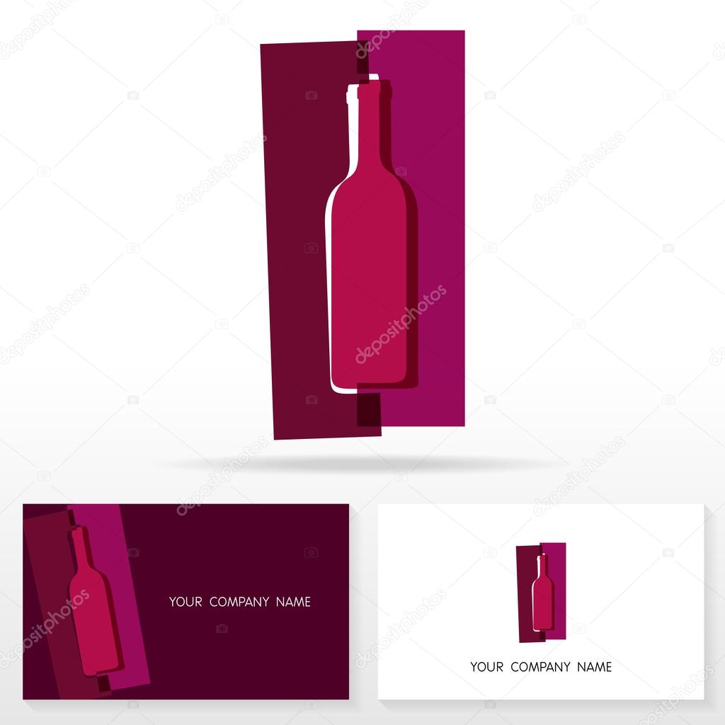 Wine logo icon design - abstract wine bottle vector sign. Business card templates.