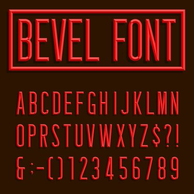 Retro Beveled Narrow Font.  Vector Alphabet.