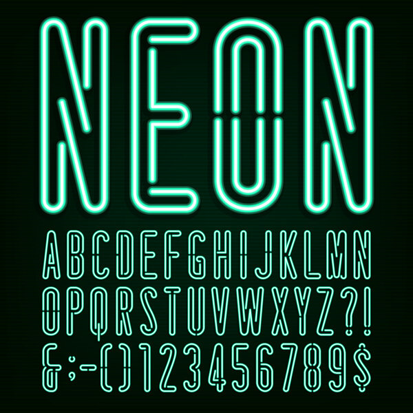 Векторный шрифт неонового зеленого света
.
