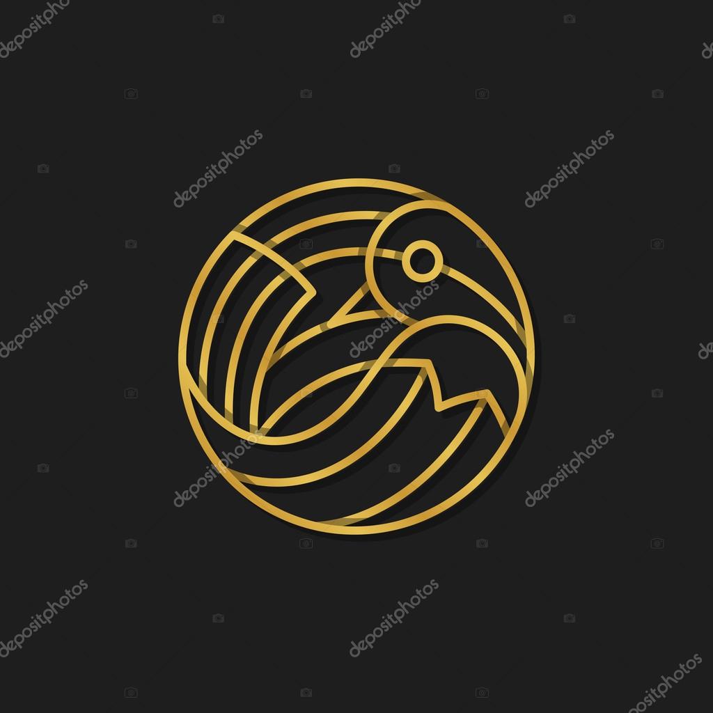Vector bird logo template. Abstract  sign of a bird in line style.