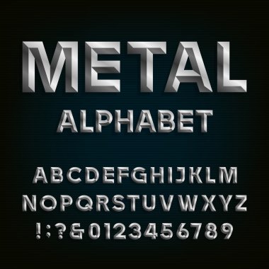 Metal Beveled Font. Vector Alphabet. clipart
