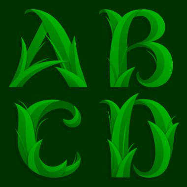 Dekoratif çim başlangıç harfi A, B, C, D.