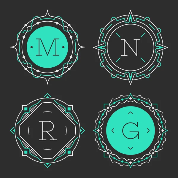 El conjunto de elegantes plantillas de emblema de monograma elegante. Ilustración vectorial . — Vector de stock
