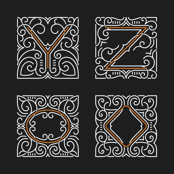 El conjunto de elegantes emblemas de monograma. Letras Y, Z. Ilustración vectorial . — Vector de stock