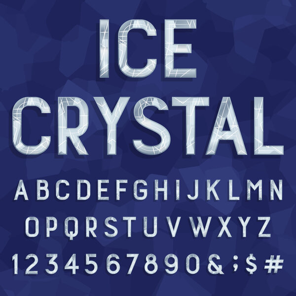 Crystal ice type font. Vector Alphabet.