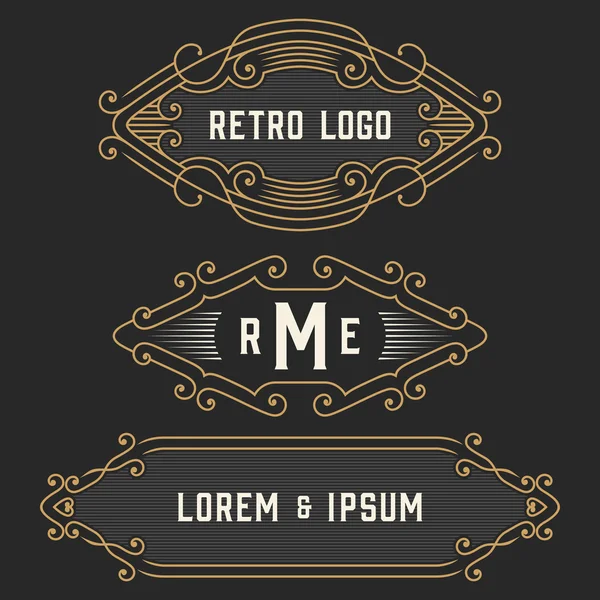 The set of stylish retro logo and emblem templates. Stock vector. — Stock Vector