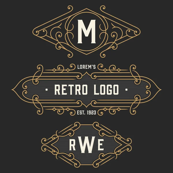 The set of stylish retro logo and emblem templates. Stock vector. — Stock Vector