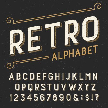 Retro alphabet vector font. clipart
